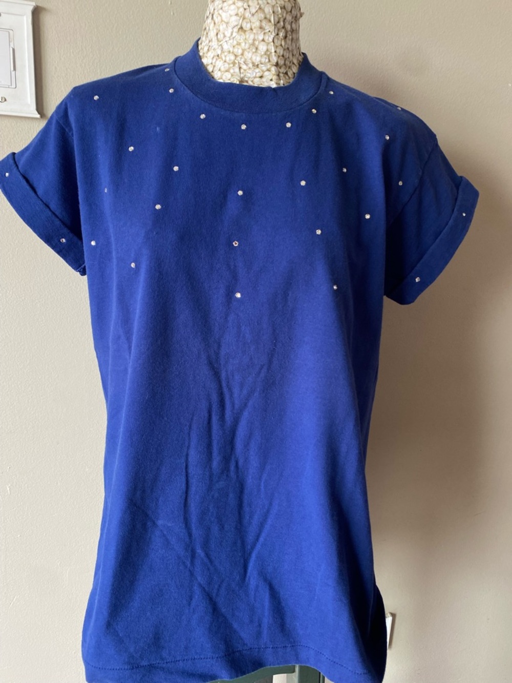 Vintage 90s Embellished Royal Blue Short Sleeve Tee